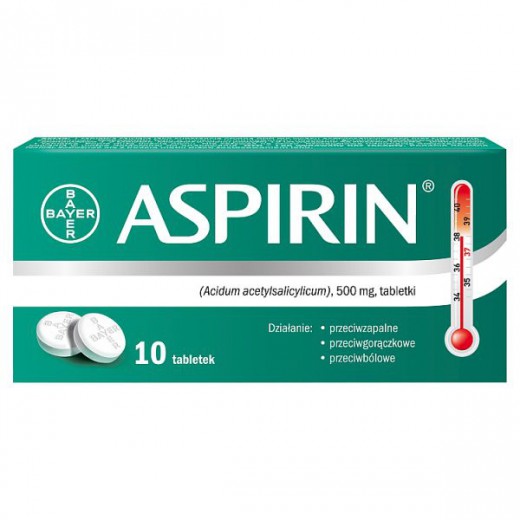 Aspirin 500 mg, 10 tabletek