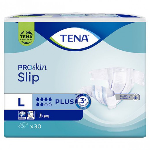 Tena Slip ProSkin, pieluchomajtki, rozmiar L, Plus, 30 sztuk