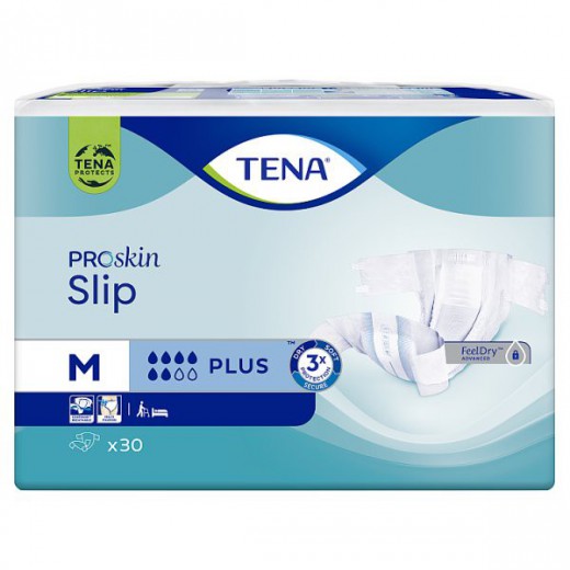 Tena Slip ProSkin, pieluchomajtki, rozmiar M, Plus, 30 sztuk