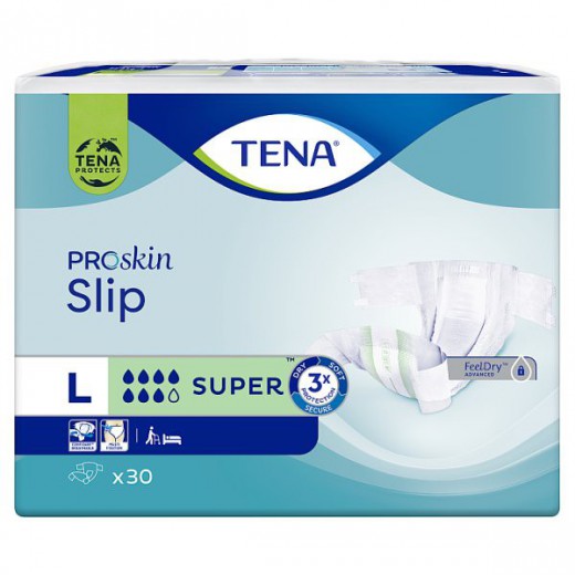 Tena Slip ProSkin, pieluchomajtki, rozmiar L, Super, 30 sztuk