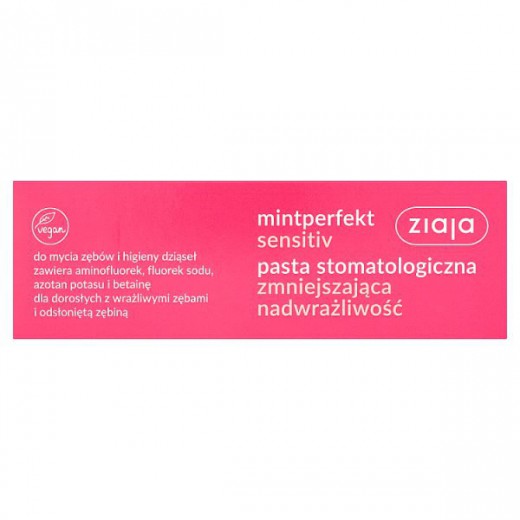 Ziaja Mintperfekt Sensitiv, pasta stomatologiczna do zębów, zmniejszająca nadwrażliwość, 75 ml
