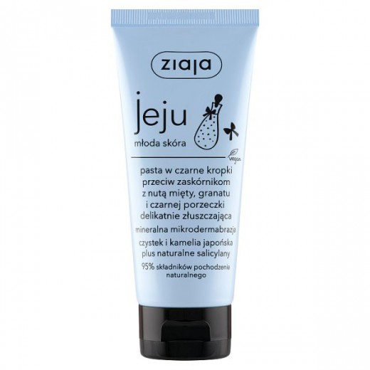 Ziaja Jeju, pasta w czarne kropki przeciw zaskórnikom, delikatnie złuszczająca, 75 ml