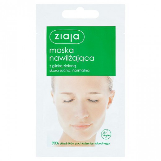 Ziaja, maska do twarzy, nawilżająca z glinką zieloną, 7 ml