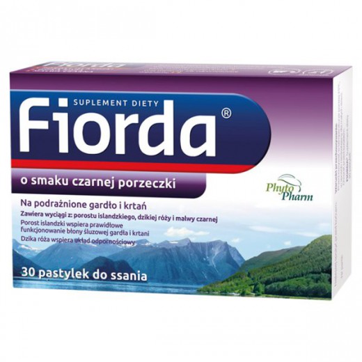 Fiorda, smak czarnej porzeczki, 30 pastylek do ssania