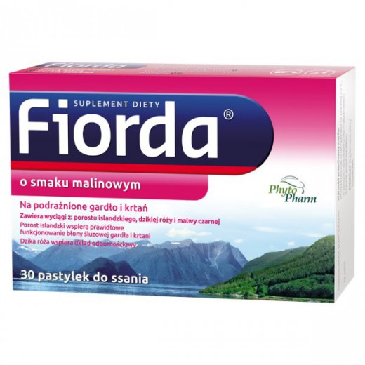 Fiorda, smak malinowy, 30 pastylek do ssania