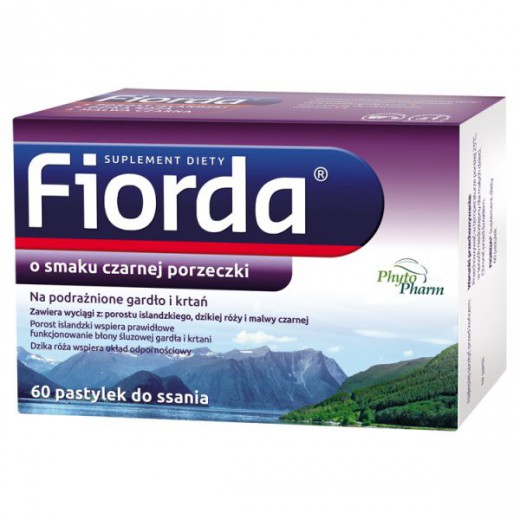 Fiorda, smak czarnej porzeczki, 60 pastylek do ssania