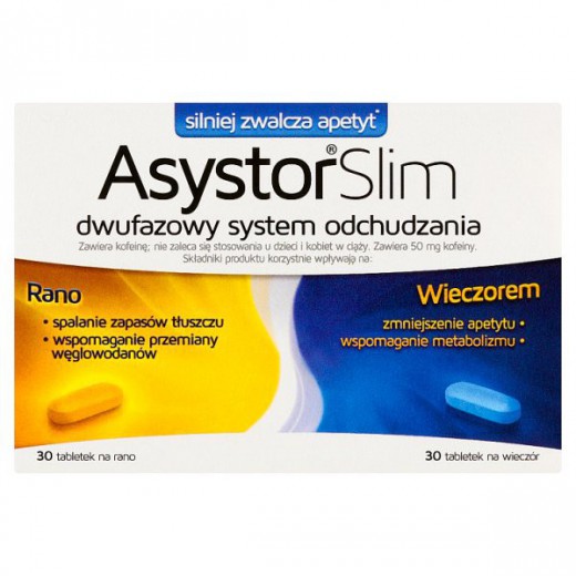 Asystor Slim, dwufazowy system odchudzania, 60 tabletek