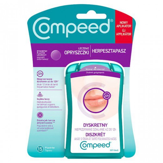 Compeed, plastry na opryszczkę, hydrokoloidowe, dyskretne, 15 sztuk