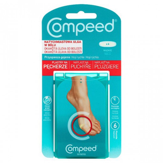 Compeed, plastry na pęcherze, hydrokoloidowe, wąskie, 6 sztuk