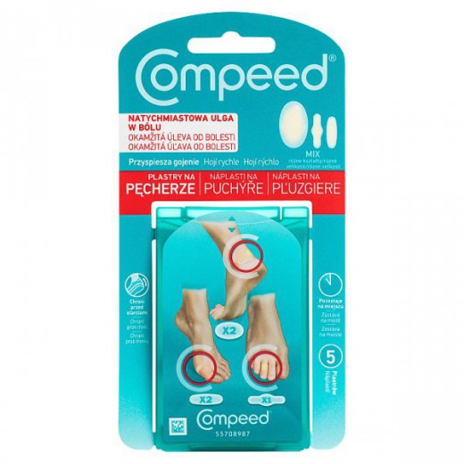 Compeed, plastry na pęcherze, hydrokoloidowe, Mix, 5 sztuk