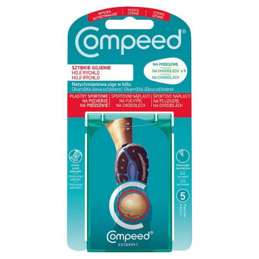 Compeed, Plastry sportowe na pęcherze na podeszwie, 5 sztuk