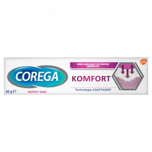 Corega Komfort, krem mocujący do protez zębowych, miętowy, 40 g