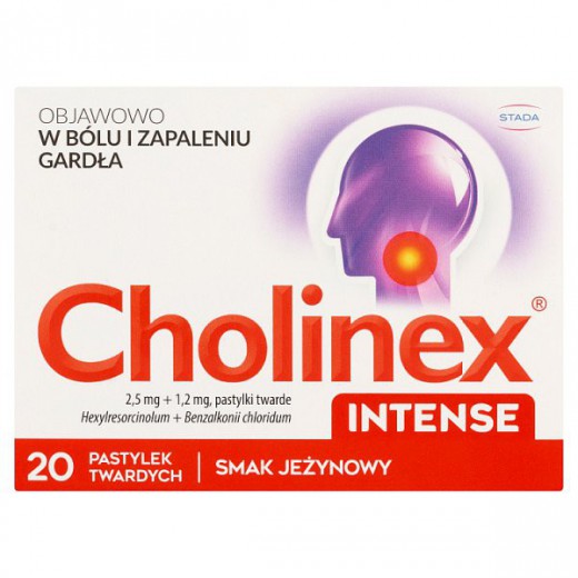 Cholinex Intense, smak jeżynowy, 20 tabletek do ssania