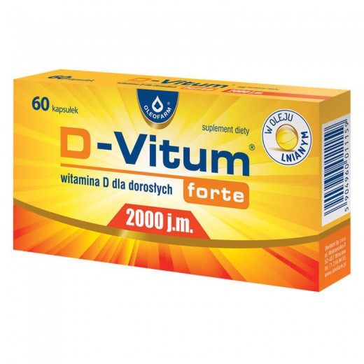 D-Vitum Forte 2000 j.m, dla dorosłych, 60 kapsułek