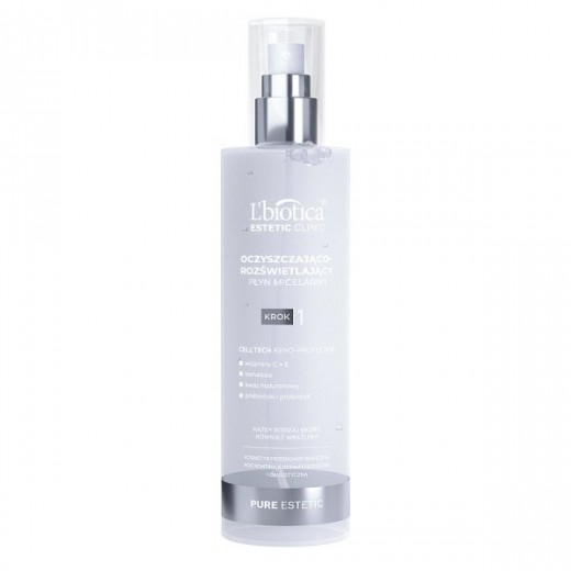 L'Biotica Estetic Clinic Pure, oczyszczająco-rozświetlający płyn micelarny, 200 ml