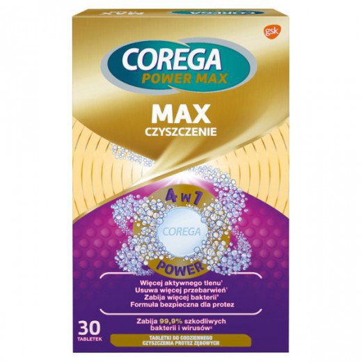 Corega Max Czyszczenie, tabletki do rozpuszczania, 30 sztuk