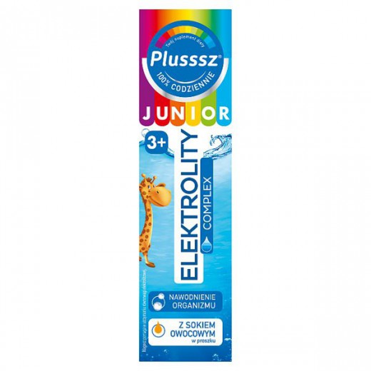Plusssz Junior Elektrolity Complex, dla dzieci powyżej 3 roku życia, smak pomarańczowy, 20 tabletek musujących