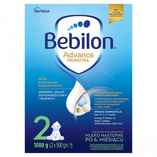 Bebilon Advance Pronutra 2, mleko następne, powyżej 6 miesiąca, 1000 g