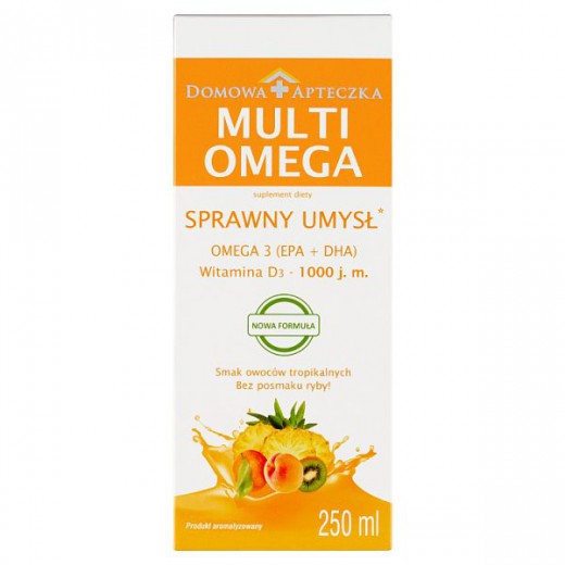 MultiOmega, dla dzieci powyżej 3 lat i dorosłych, smak owoców tropikalnych, 250 ml