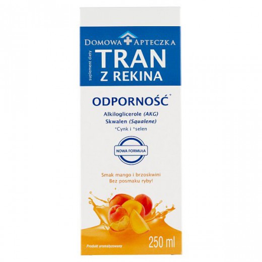 Domowa Apteczka, tran z rekina, dla dzieci powyżej 3 lat i dorosłych, smak mango i brzoskwini, 250 ml