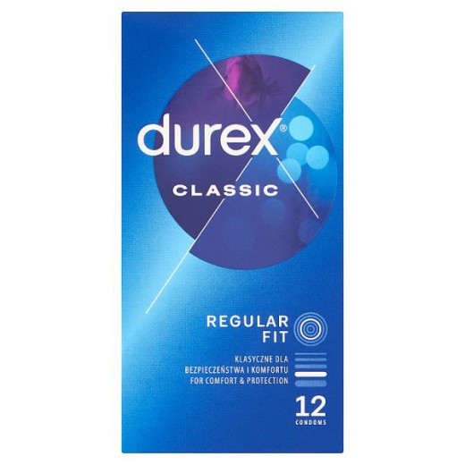 Durex Classic, prezerwatywy klasyczne gładkie, 12 sztuk