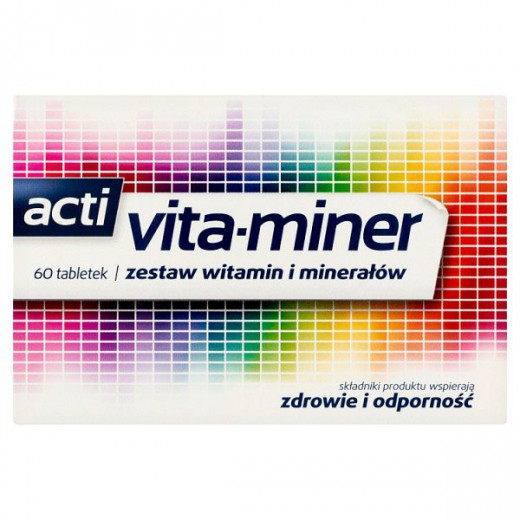Acti Vita-miner, zestaw witamin i minerałów, 60 drażetek