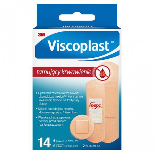 Viscoplast Tamujący krwawienie, plastry z opatrunkiem, 3 rozmiary, 14 sztuk