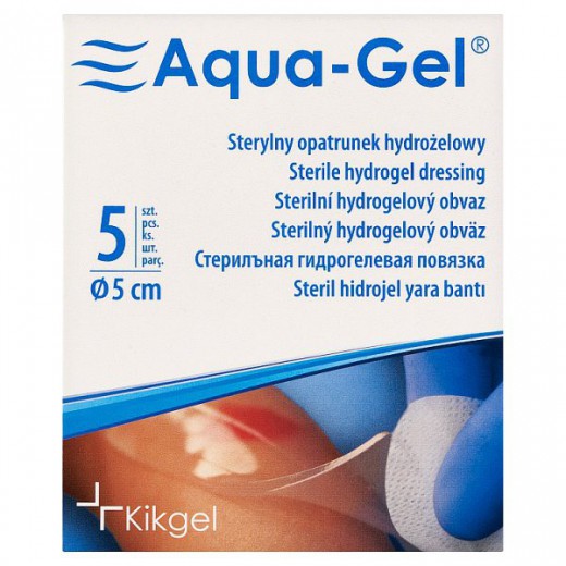 Aqua-Gel, sterylny opatrunek hydrożelowy 5cm średnicy, 1 sztuka