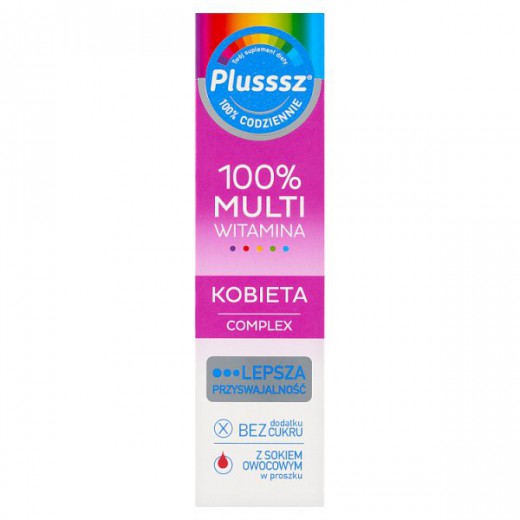 Plusssz Active 100% Multiwitamina Kobieta Complex, 20 tabletek musujących