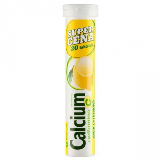 Calcium + witamina C, smak cytrynowy, 20 tabletek musujących