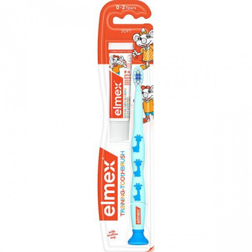 Elmex, szczoteczka do zębów dla dzieci od 0 do 3 lat, miękka, + pasta, 12 ml