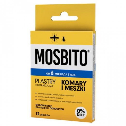 Mosbito, plastry odstraszające komary, 12 sztuk