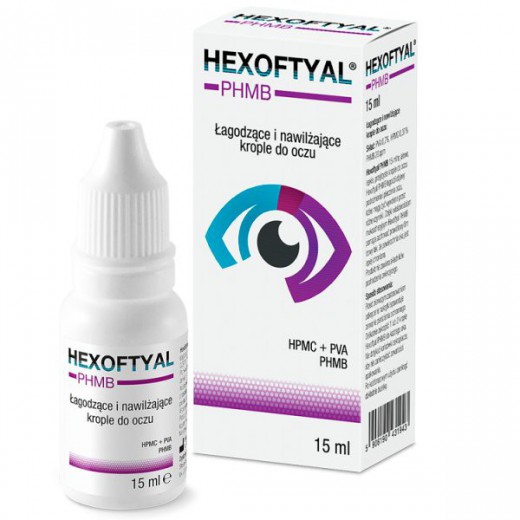 Hexoftyal, łagodzące i nawilżające krople do oczu, 15ml
