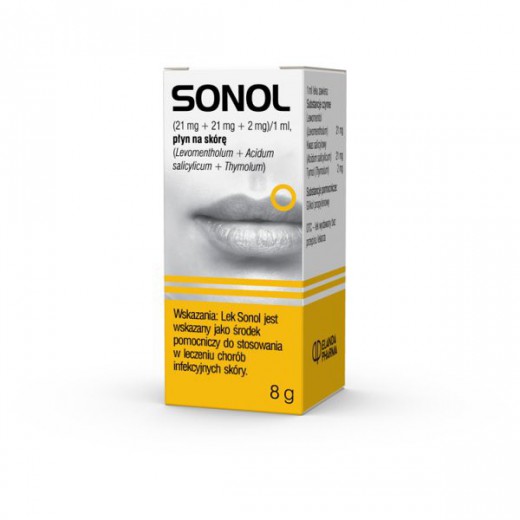 Sonol (21 mg + 21 mg + 2 mg)/ ml, płyn na opryszczkę, 8 g