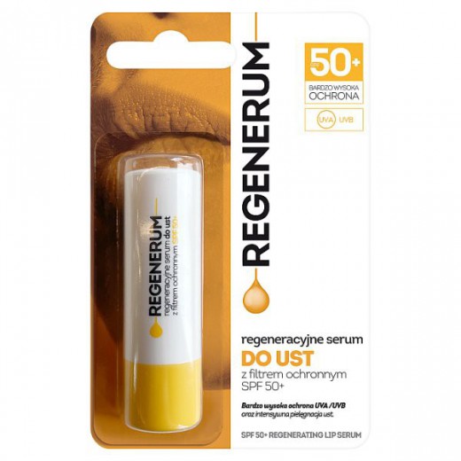 Regenerum, Regeneracyjne serum do ust z filtrem SPF50+, pomadka, 5g