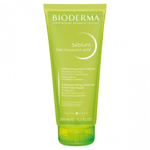 Bioderma Sebium Gel Moussant Actif, aktywny żel oczyszczający do skóry tłustej i ze skłonnością do trądziku, 200 ml