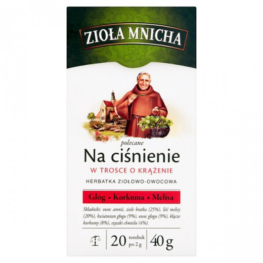 Zioła Mnicha, Polecane Na Ciśnienie, Herbatka 20 torebek