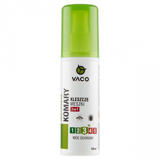 Vaco, płyn na komary, kleszcze i meszki, 3w1, DEET 15%, 100 ml