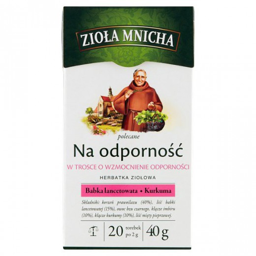 Zioła Mnicha, Polecane Na Odporność, herbatka ziołowa, 20 torebek