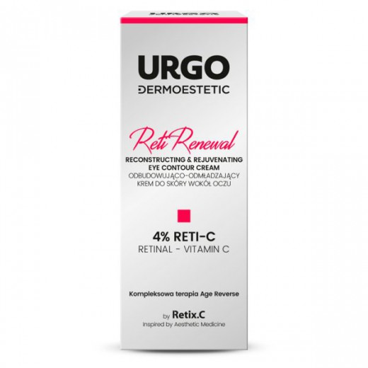 Urgo Dermoestetic Reti Renewal, krem odbudowująco-odmładzający do skóry wokół oczu 4% RETI-C, 15 ml