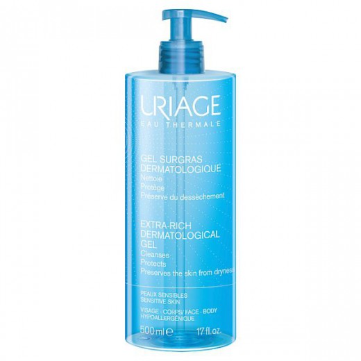 Uriage Eau Thermale, dermatologiczny żel do mycia twarzy i ciała, skóra wrażliwa i podrażniona, 500 ml