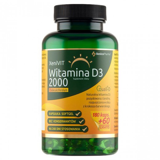 Xenivit, Witamina D3 2000, kapsułki, 240 sztuk