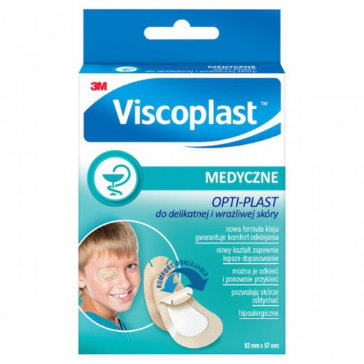 Viscoplast Opti-plast, plaster okulistyczny do korekcji wad wzroku, 80 mm x 57 mm, 5 sztuk