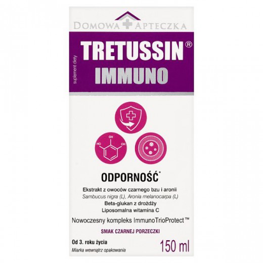 Tretussin Immuno, od 3 lat, smak czarnej porzeczki, 150 ml