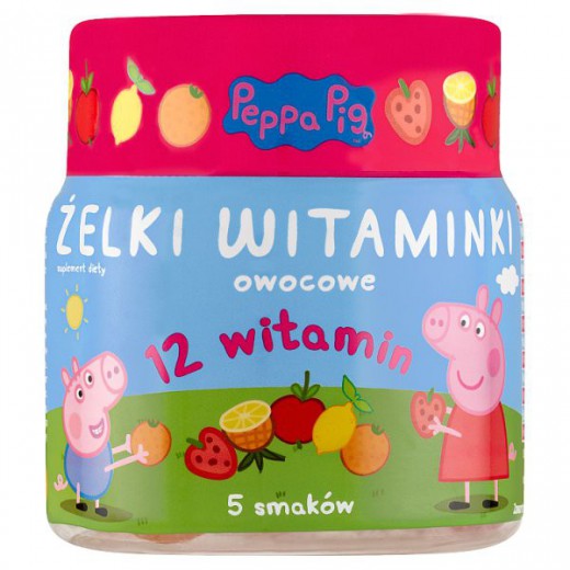 Żelki Witaminki Świnka Peppa, smak owocowy, od 3 lat, 60 sztuk