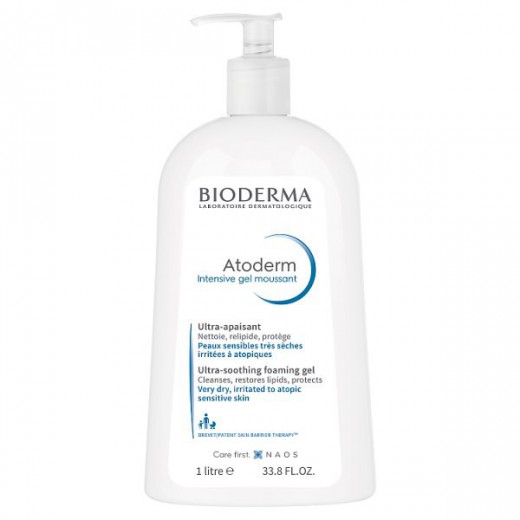 Bioderma Atoderm Intensive, delikatnie oczyszczający żel, redukujący swędzenie skóry, 1 l