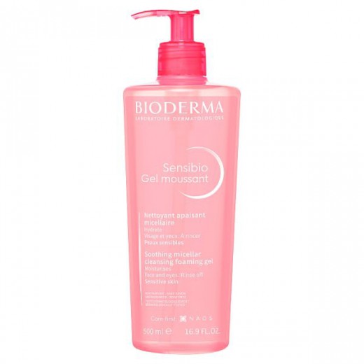 Bioderma Sensibio Gel Moussant, łagodzący żel micelarny do mycia twarzy, skóra wrażliwa i nadwrażliwa, 500 ml
