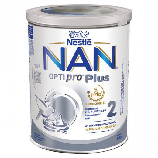 Nestle NAN Optipro Plus 2 HM-O, mleko następne dla niemowląt powyżej 6 miesiąca, 800 g