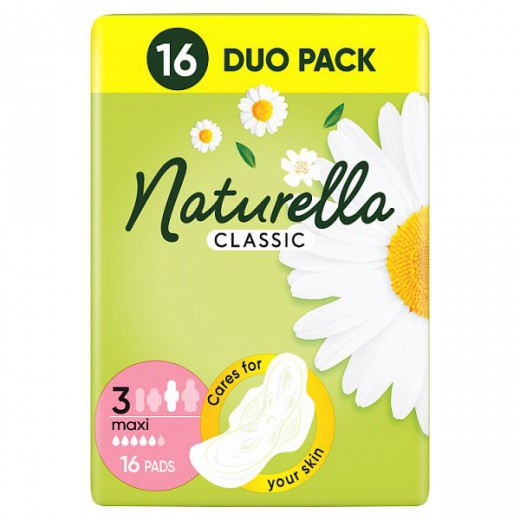 Naturella Classic, podpaski ze skrzydełkami, rumianek, Maxi, 16 sztuk