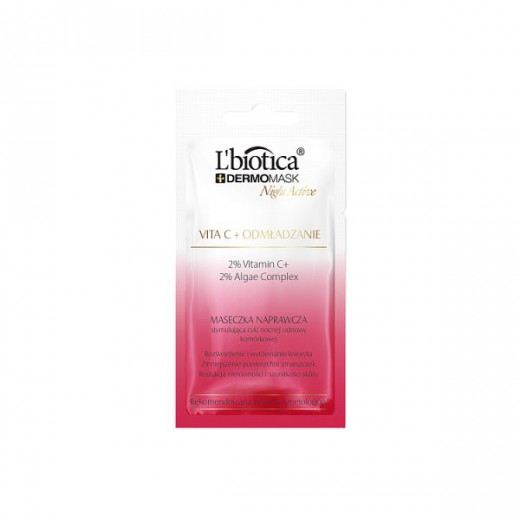 L'Biotica Dermomask Night Active, Vita C+ Odmładzanie, 12 ml